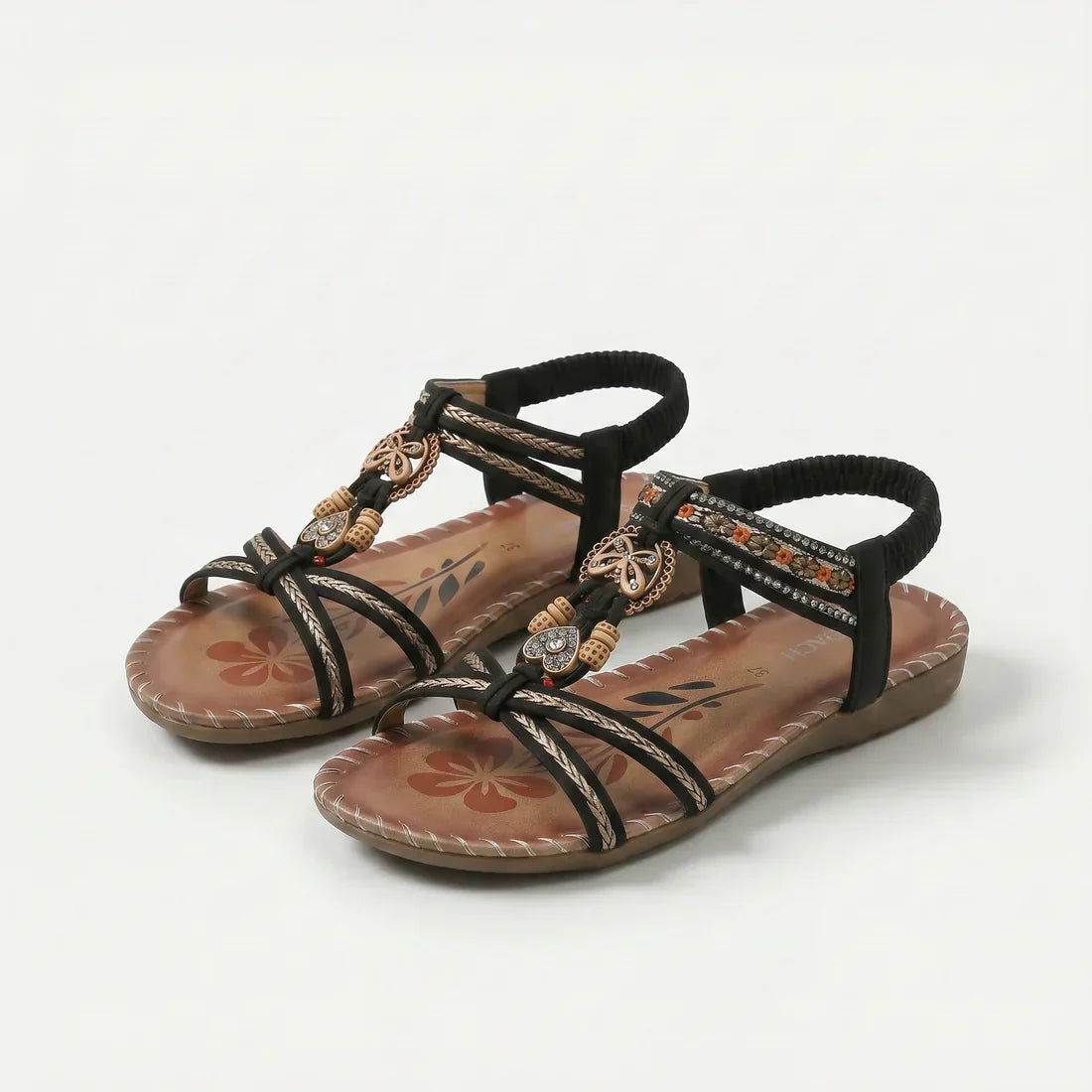Marcella | Geweven Comfortsandalen in Donkergroen