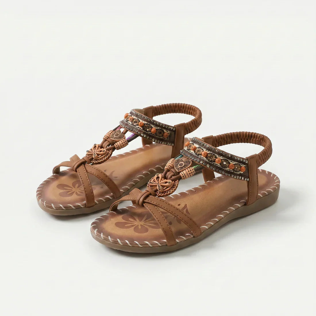 Marcella | Geweven Comfortsandalen in Donkergroen