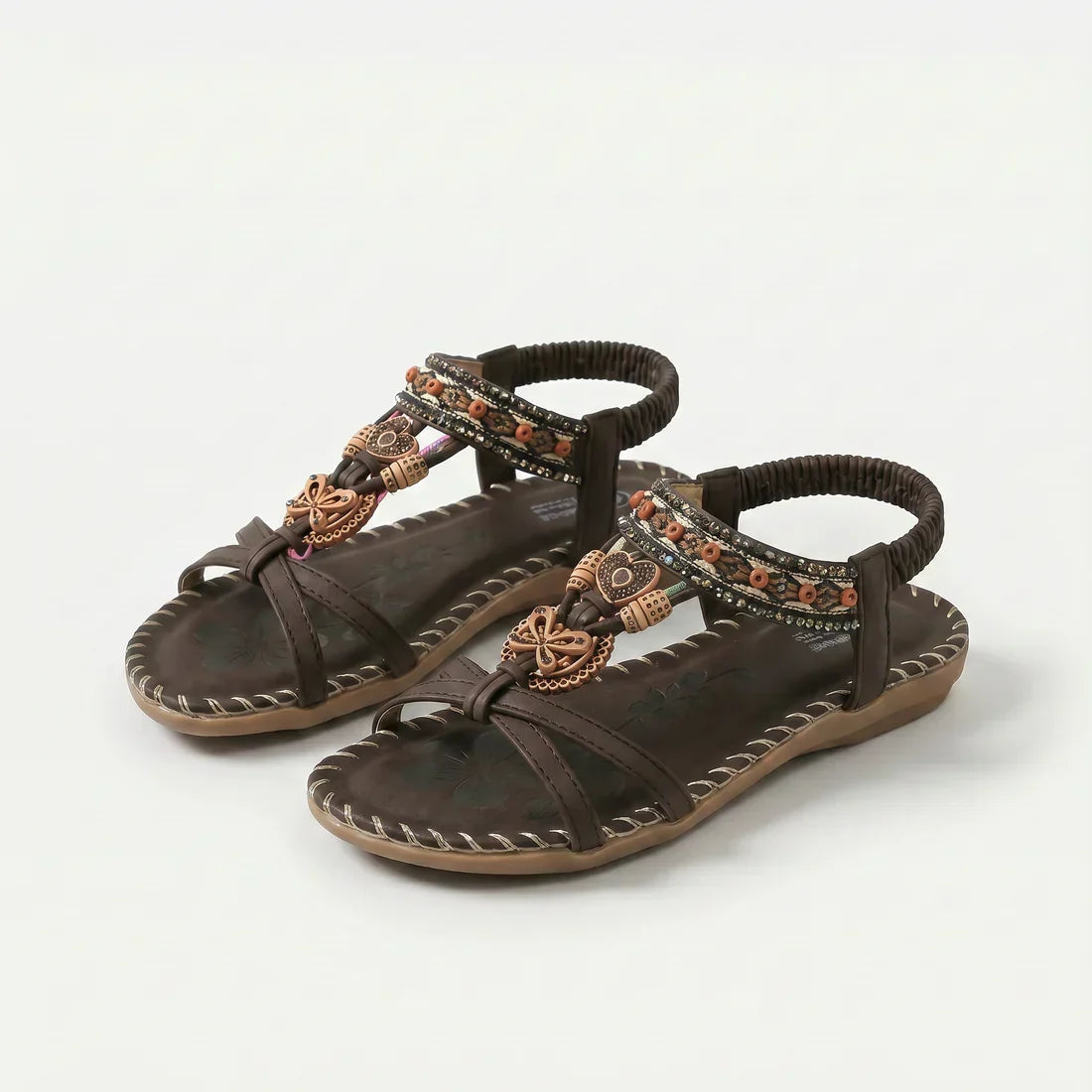 Marcella | Geweven Comfortsandalen in Donkergroen