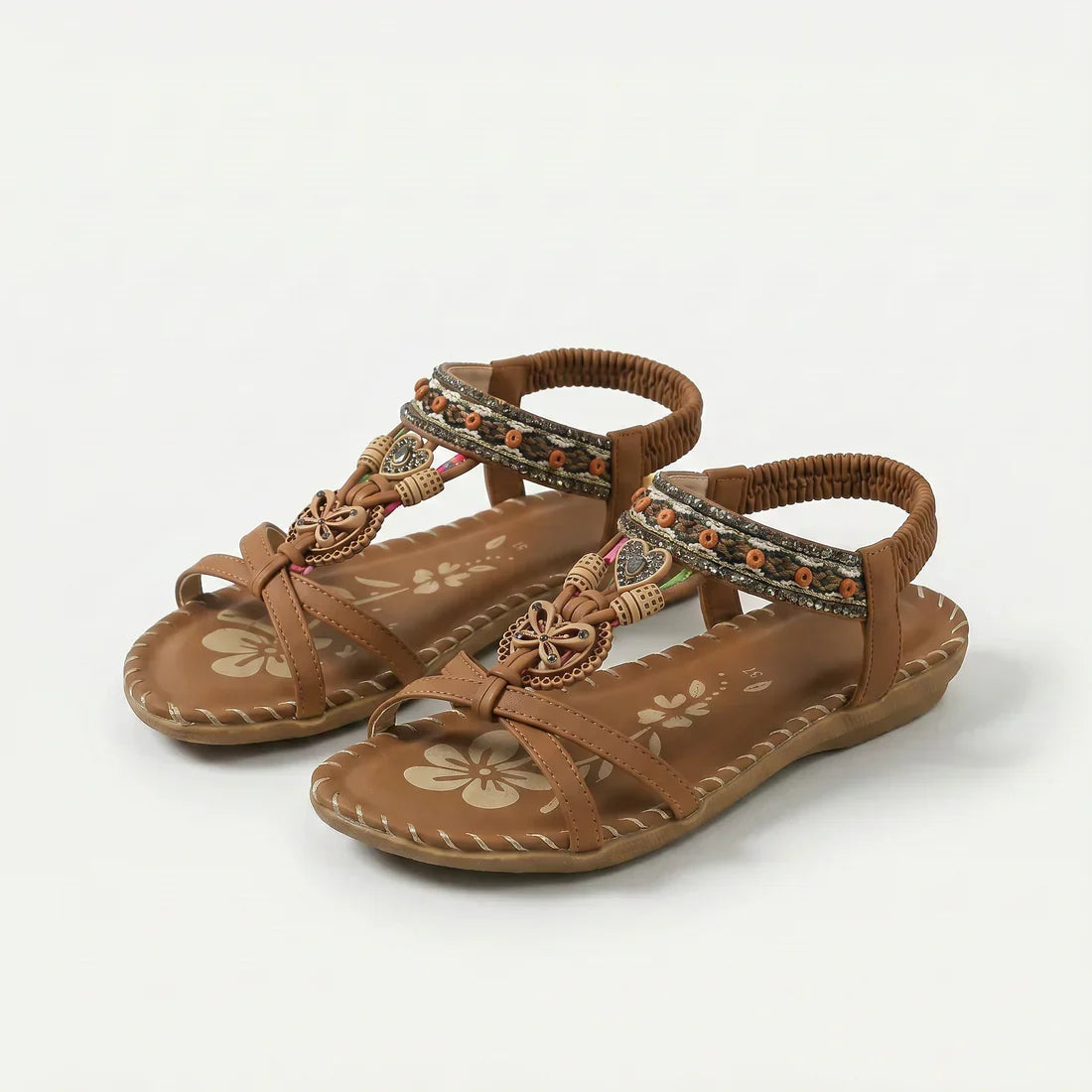 Marcella | Geweven Comfortsandalen in Donkergroen