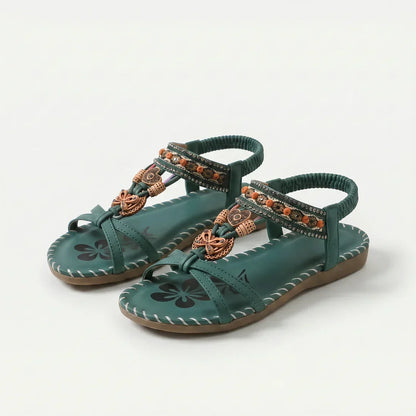 Marcella | Geweven Comfortsandalen in Donkergroen