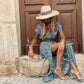 Justine™ – Vloeiende boheemse maxi-jurk met riem