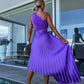 ELLA | One-Shoulder-Plissé-Midikleed