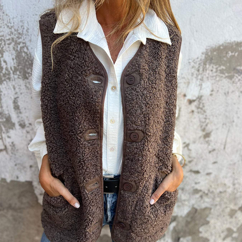 Dames Herfst Knop-down Korte Warme Vest