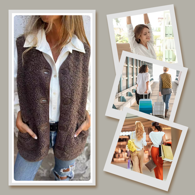 Dames Herfst Knop-down Korte Warme Vest