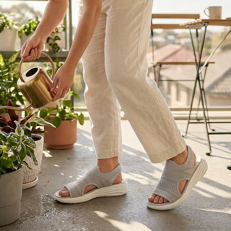 Zina | Sandalen met platform, van ademend materiaal voor dames