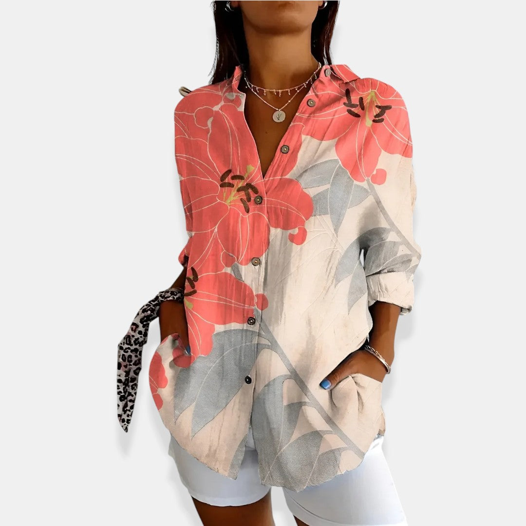 LYSSA™ | Bloemenblouse met Knopen